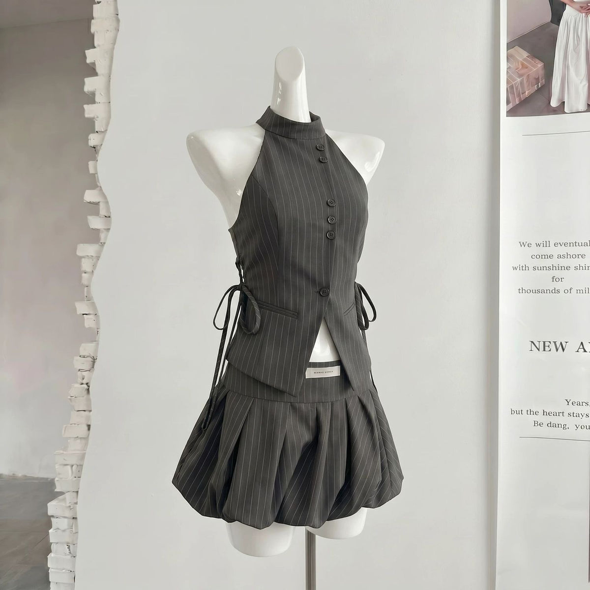 Stripe Top + Skort Two Piece Set (补货中）