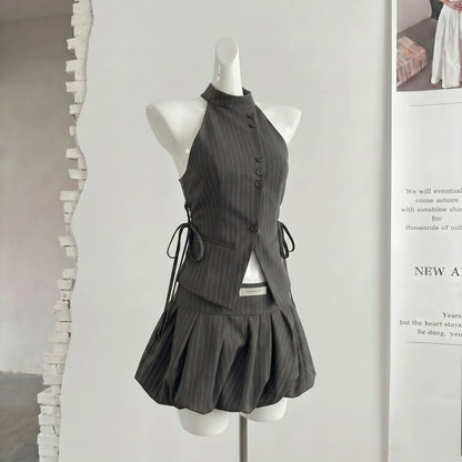 Stripe Top + Skort Two Piece Set (补货中）