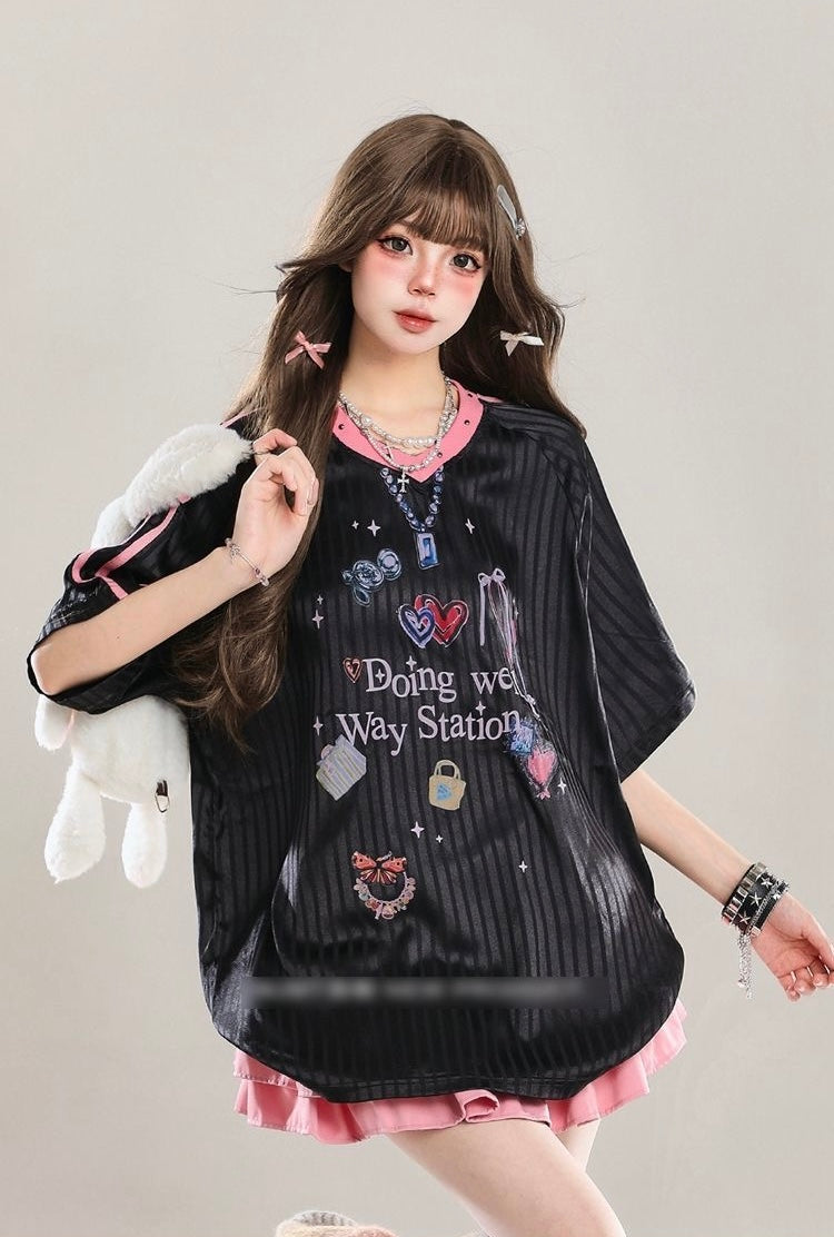 Oversize Well Stripe Ball Top