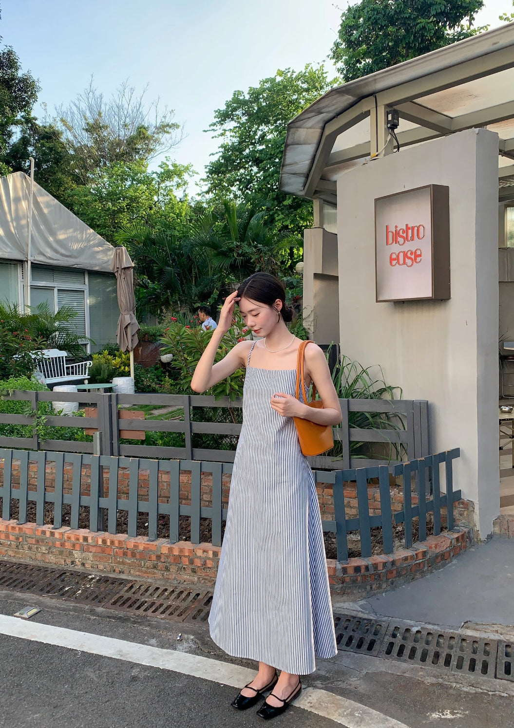 Blue Stripe Strap Long Maxi Dress