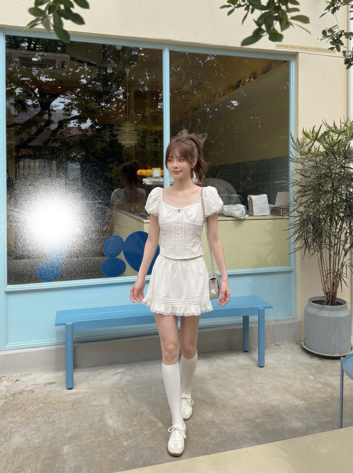 White Top + Skort Two Piece Set (S, M)
