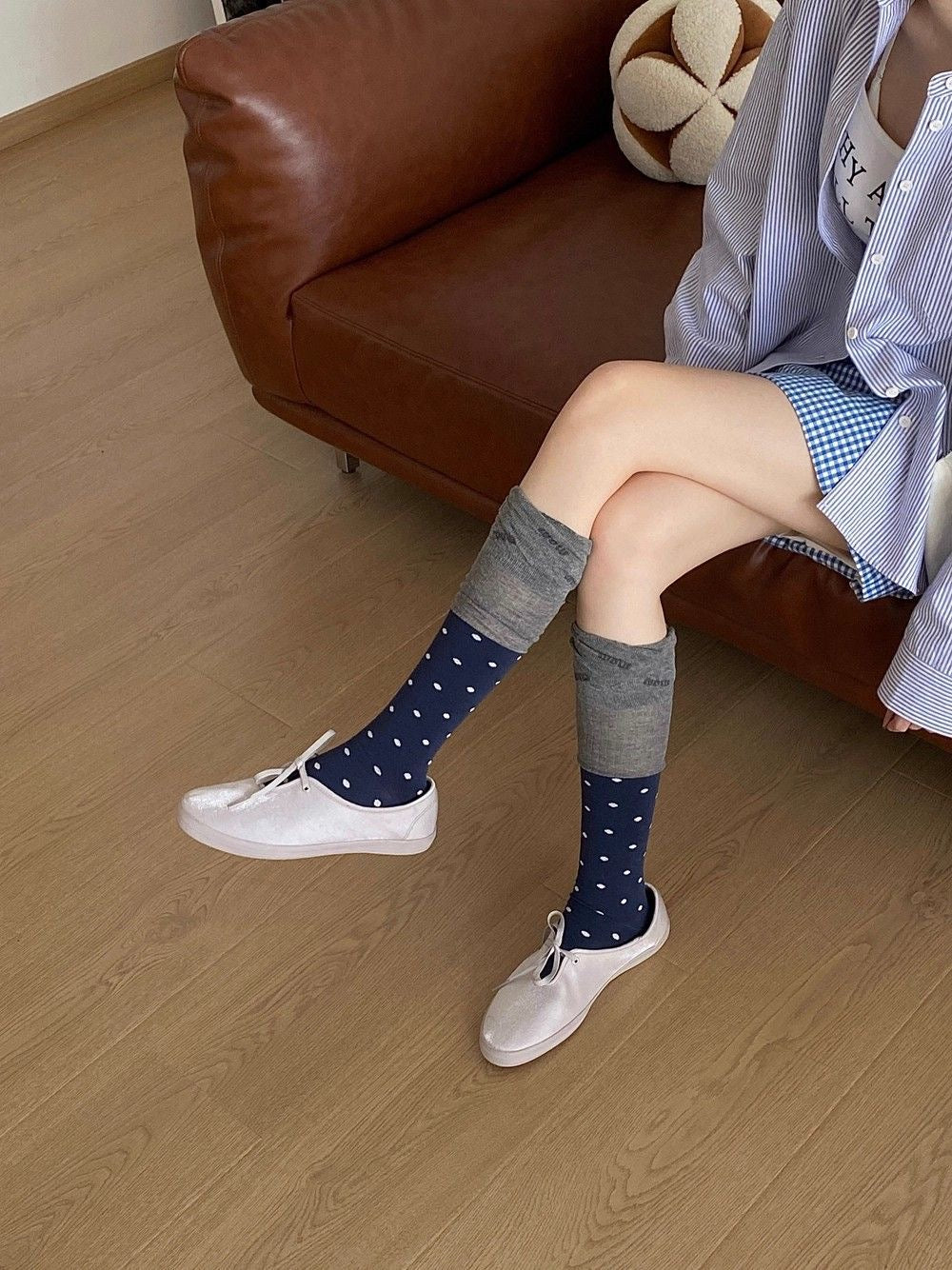 S011 Polka Dot Two Tone Socks (Set)
