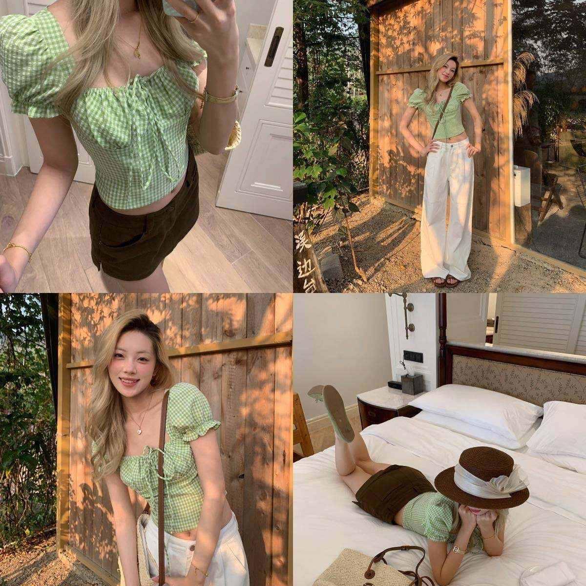 Green Ginham Top