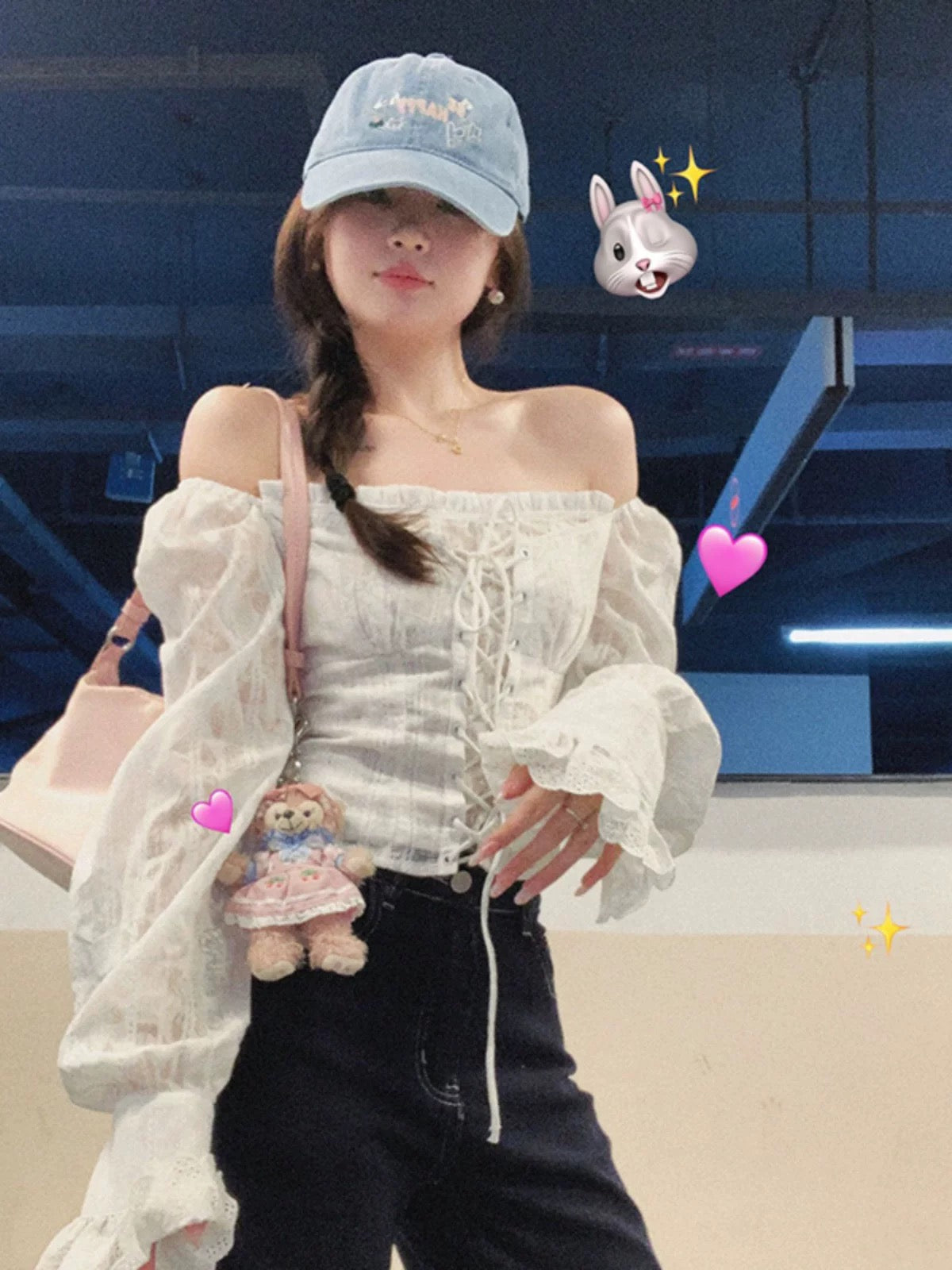 Long Puff Sleeve White Top