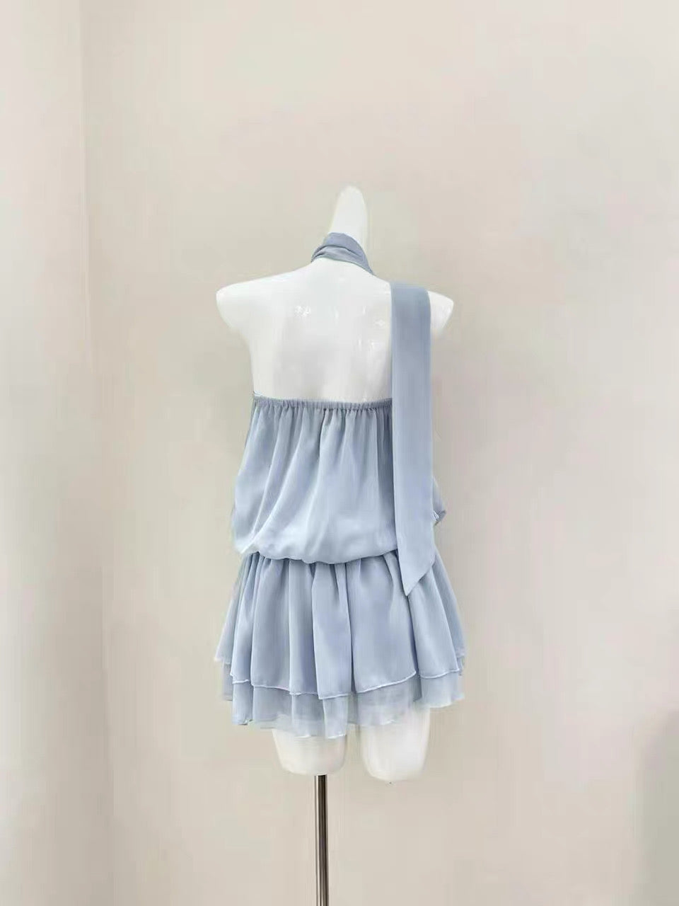 Chiffon Blue Pleated Dress