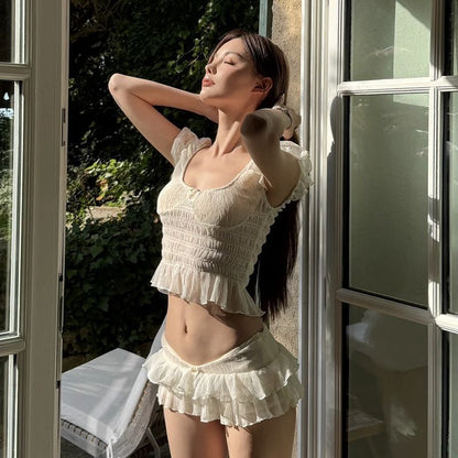 Beige Chiffon Bikini BK37 Two Piece Set