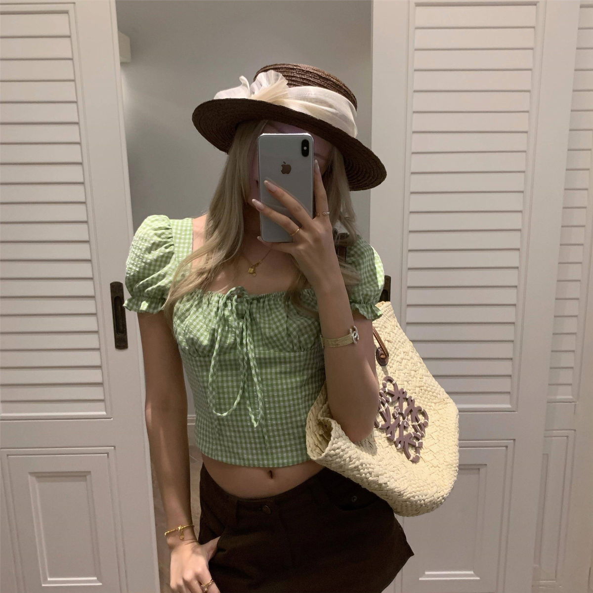 Green Ginham Top