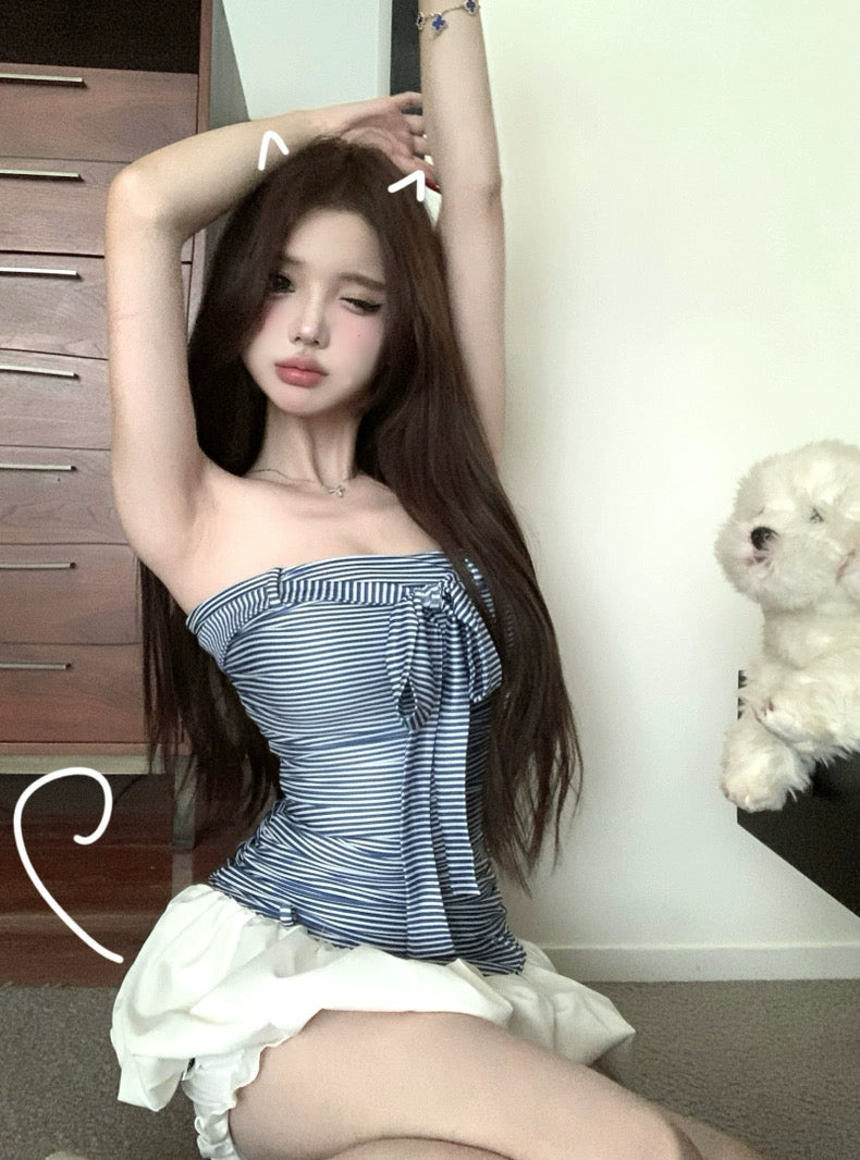 Blue Stripe Tube Dress