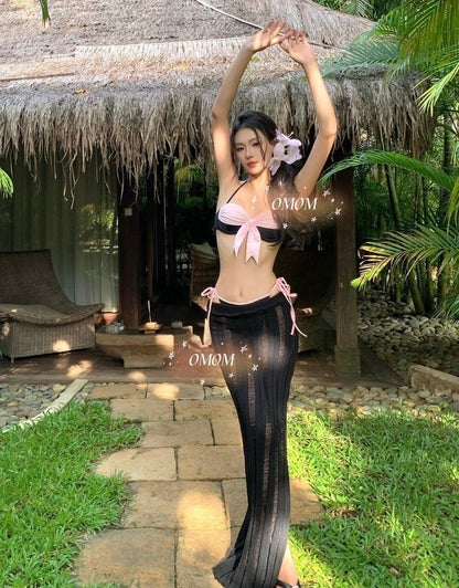 Black Pink Bikini BK21 Three Pieces Set