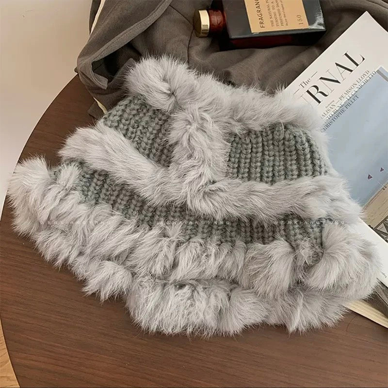 H29 Two Layer Knitted Fur Hat