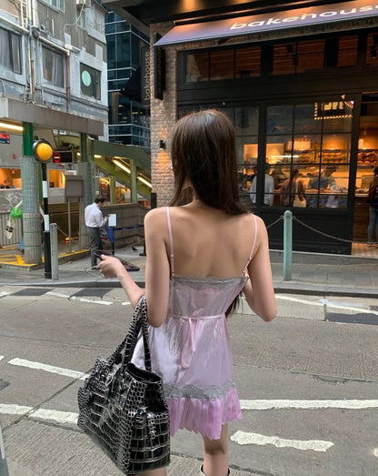 Mix Laces Satin Strap Dress