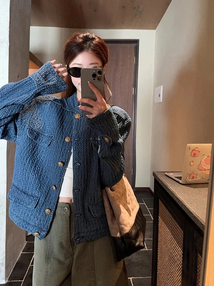 Navy Cardigan Top