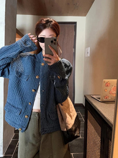 Navy Cardigan Top