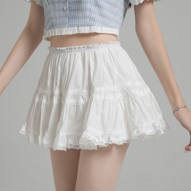 Mix White Laces Mini Skirt