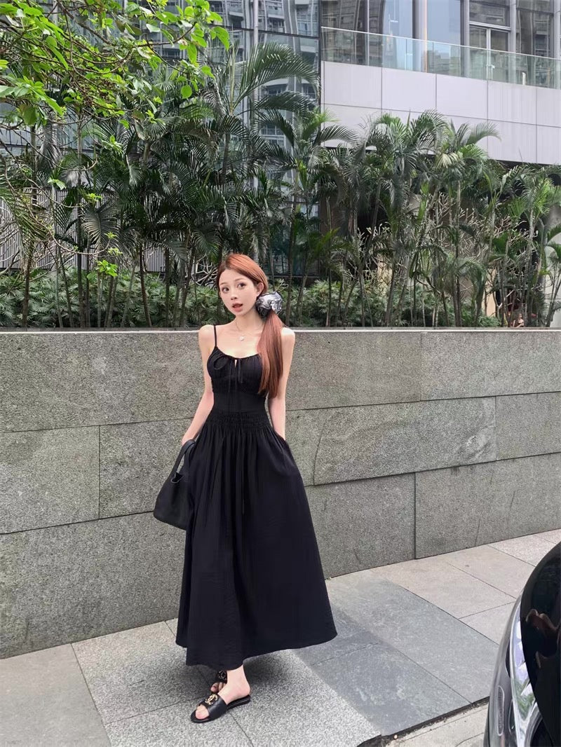 Bareback Summer Strap Dress (Black)