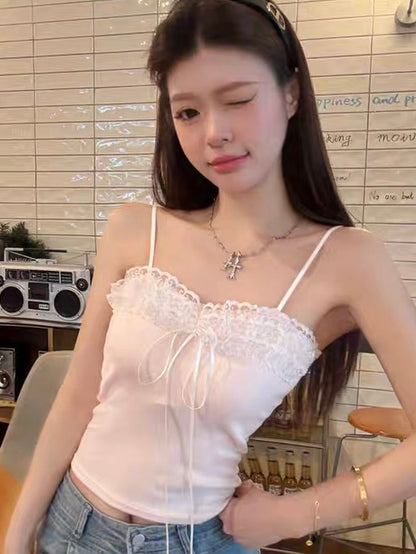 Mix Lace Strap Tube Top (Pink, Green, White, Blue)