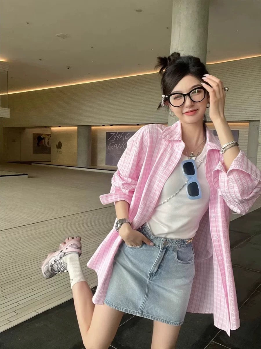 Pink Stripe Long Sleeve Shirt
