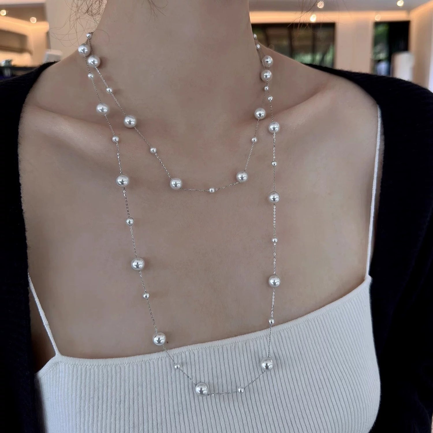 Long Pearl Necklace Set NL10