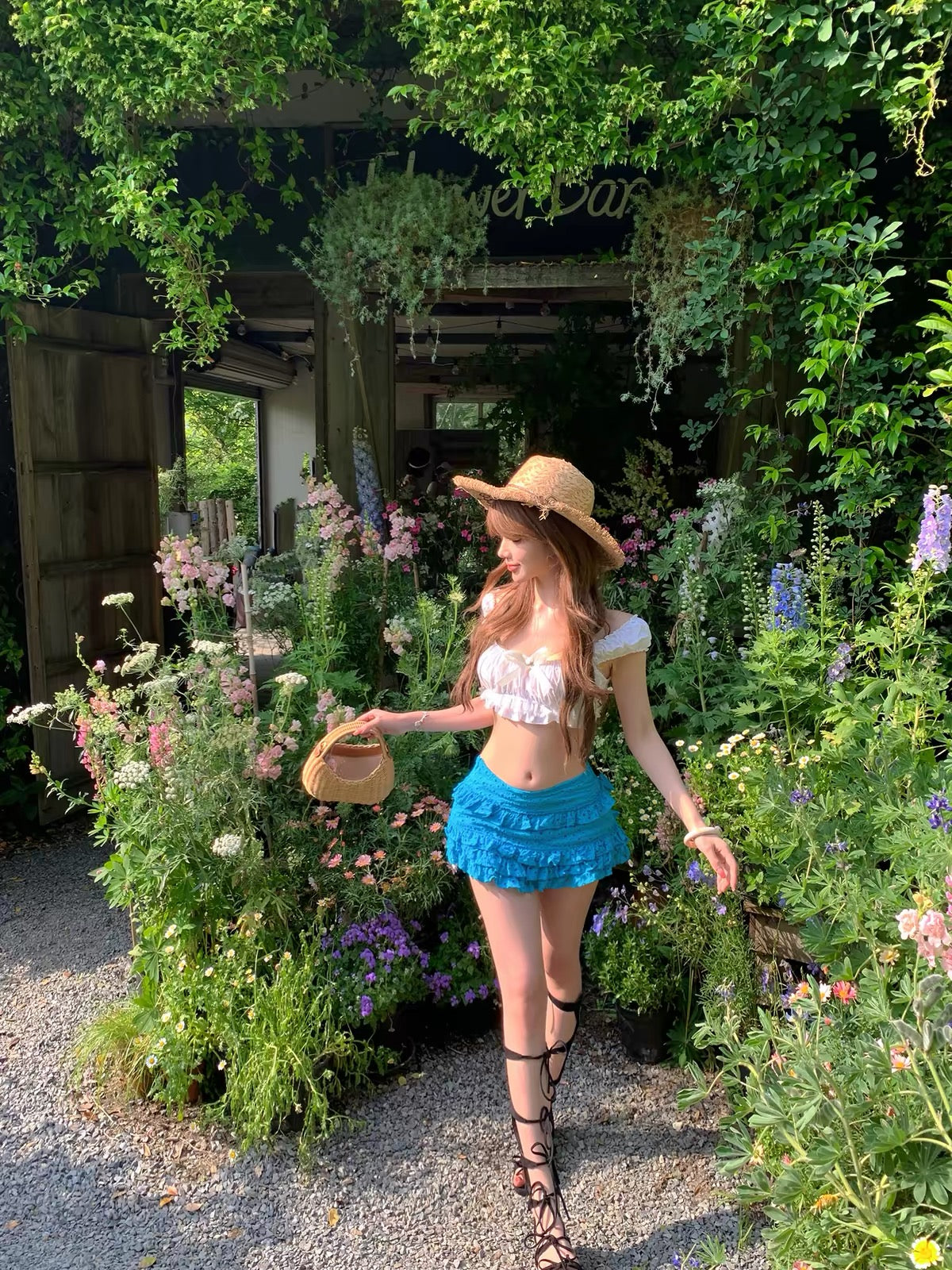 White Top + Blue Skort Two Piece Set (S)