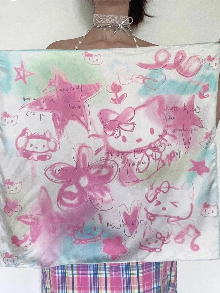 Kittie Scarf /Headband (Pink, Grey)