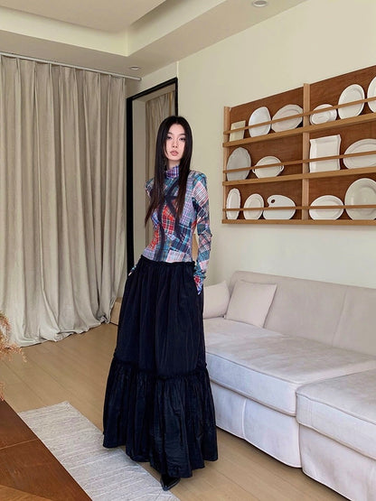 Halter Collar Maxi Black Long Dress
