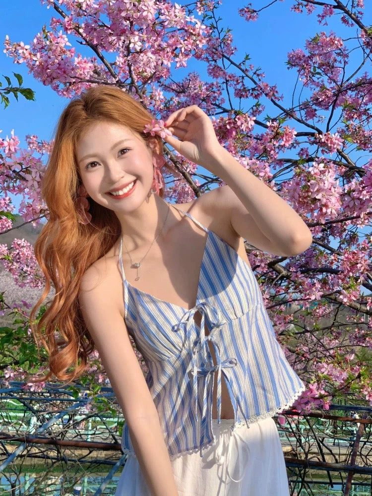 Blue Stripe Strap Top