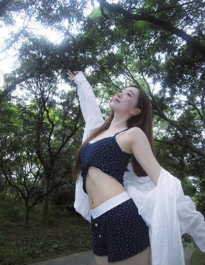 Navy Flo Strap Top + Shorts Two Pieces Set