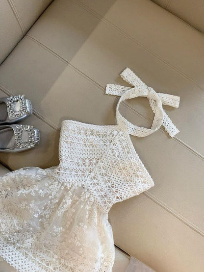 Embroidery Beige Top + Skirt Two Piece Set(XS, S, M)