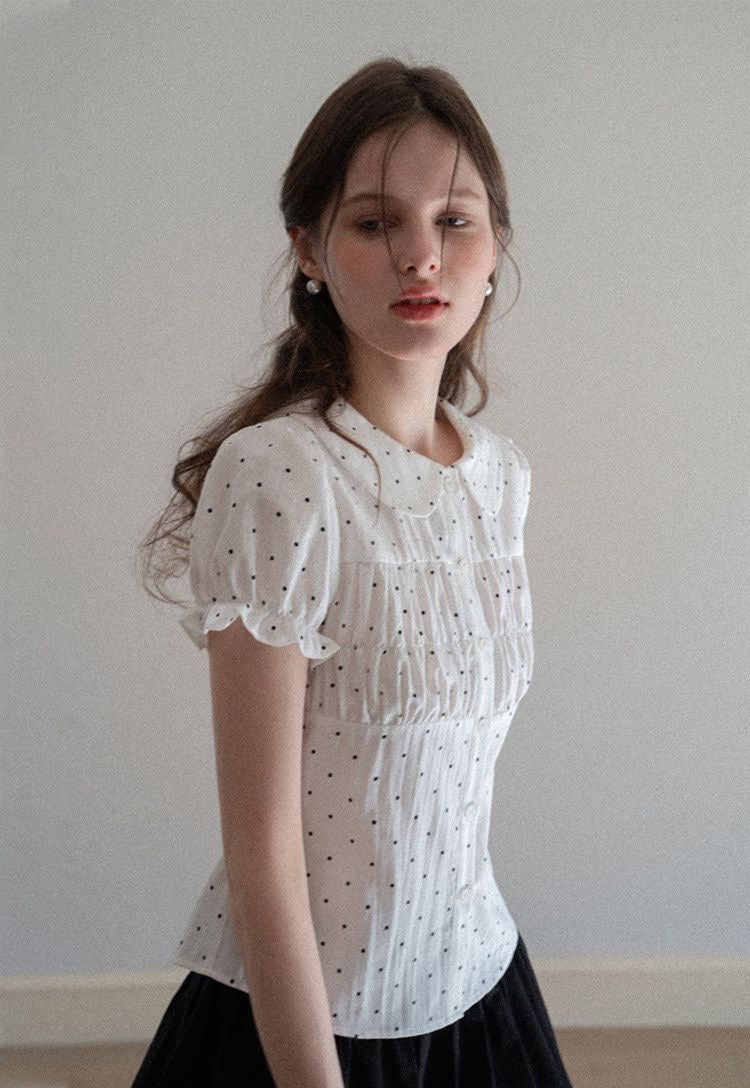 Cute Collar Mini Dot Top (S, M)