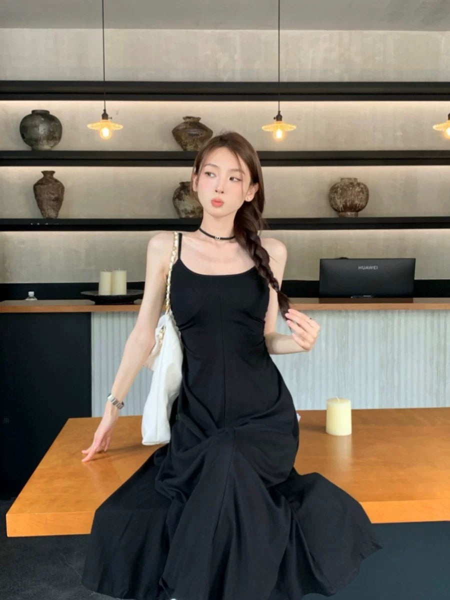 Bareback Waist Cut Long Dress