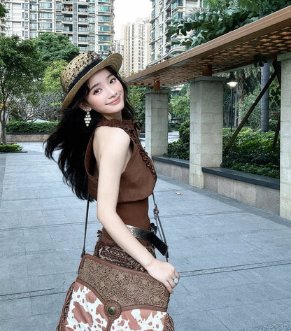 Sleeveless Chocolate Top