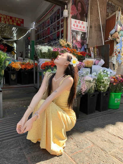 Mini Flo Prints Yellow Long Dress