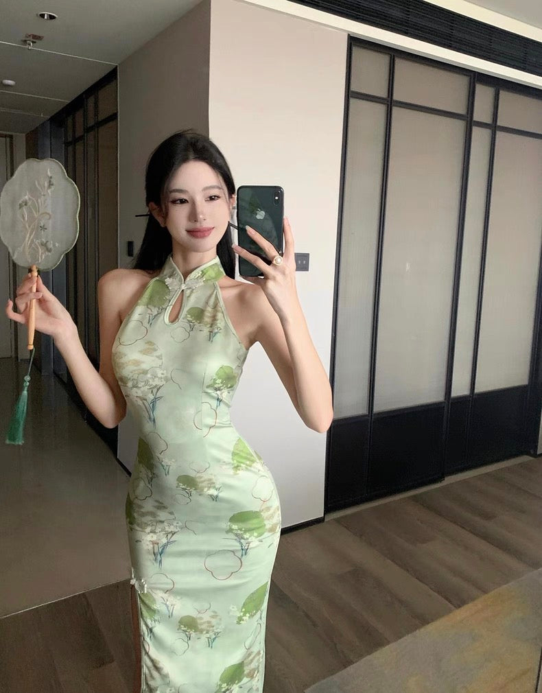 Green Cheongsam CD028 Long Dress (S, M)