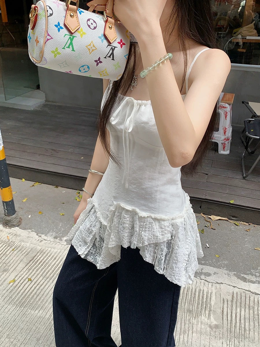 White Strap Long Inner Top