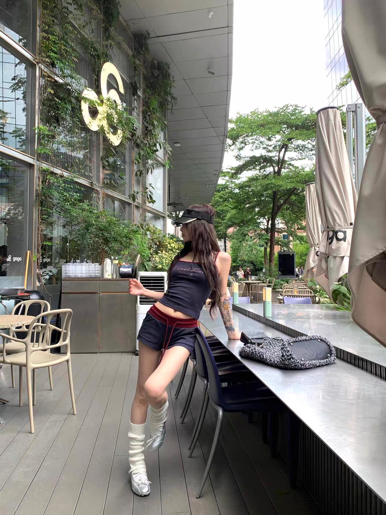 Navy Strap Top + Low Waist Shorts Two Pieces Set Homewear