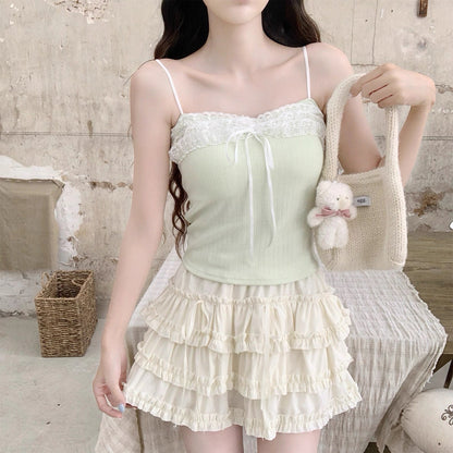 Mix Lace Strap Tube Top (Pink, Green, White, Blue)