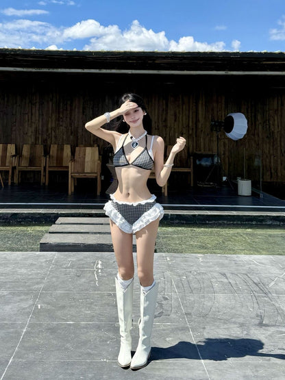 Black Ginham Bikini BK40 Two Piece Set