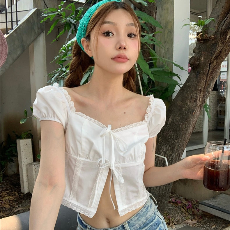 Knot Button White Top