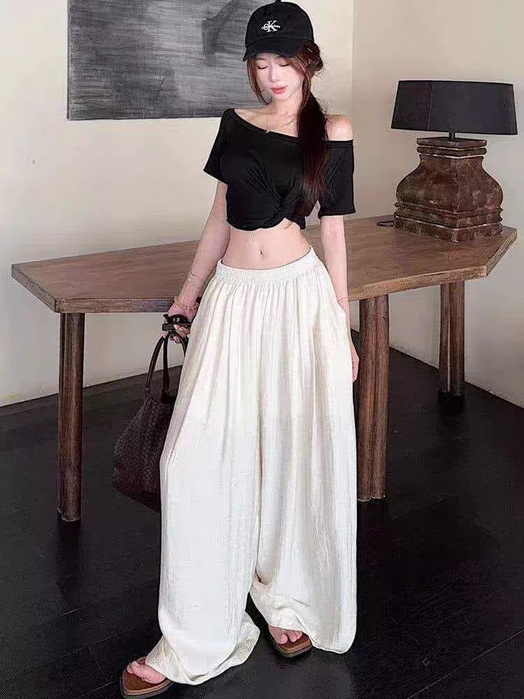 Basic Off Side Shoulder Crop Top (White, Grey, Black)
