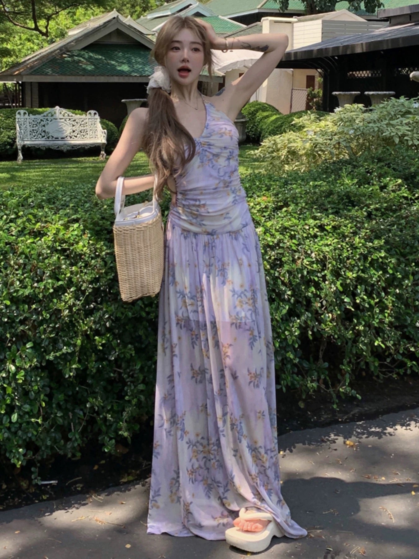 Floral Purple Mesh Dress