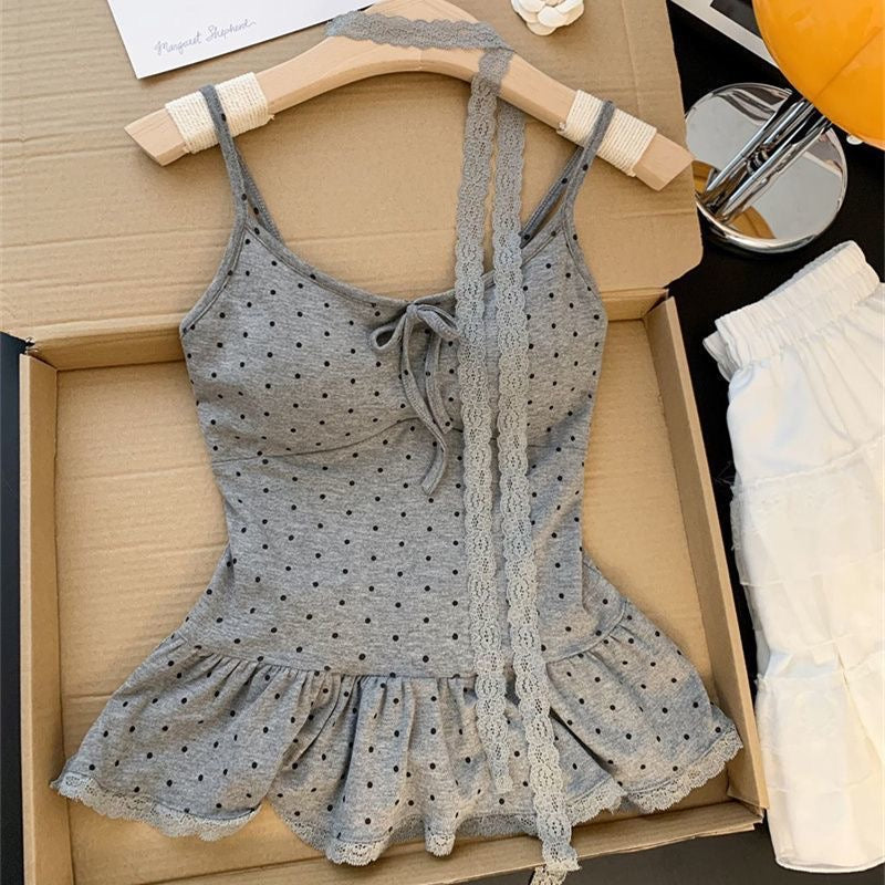 Polka Dot Top With Collar Strap