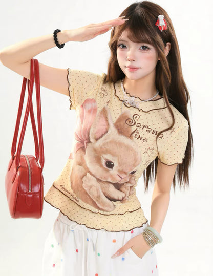 Bunny Mini Dots Mesh Top (Yellow, Mint, White)