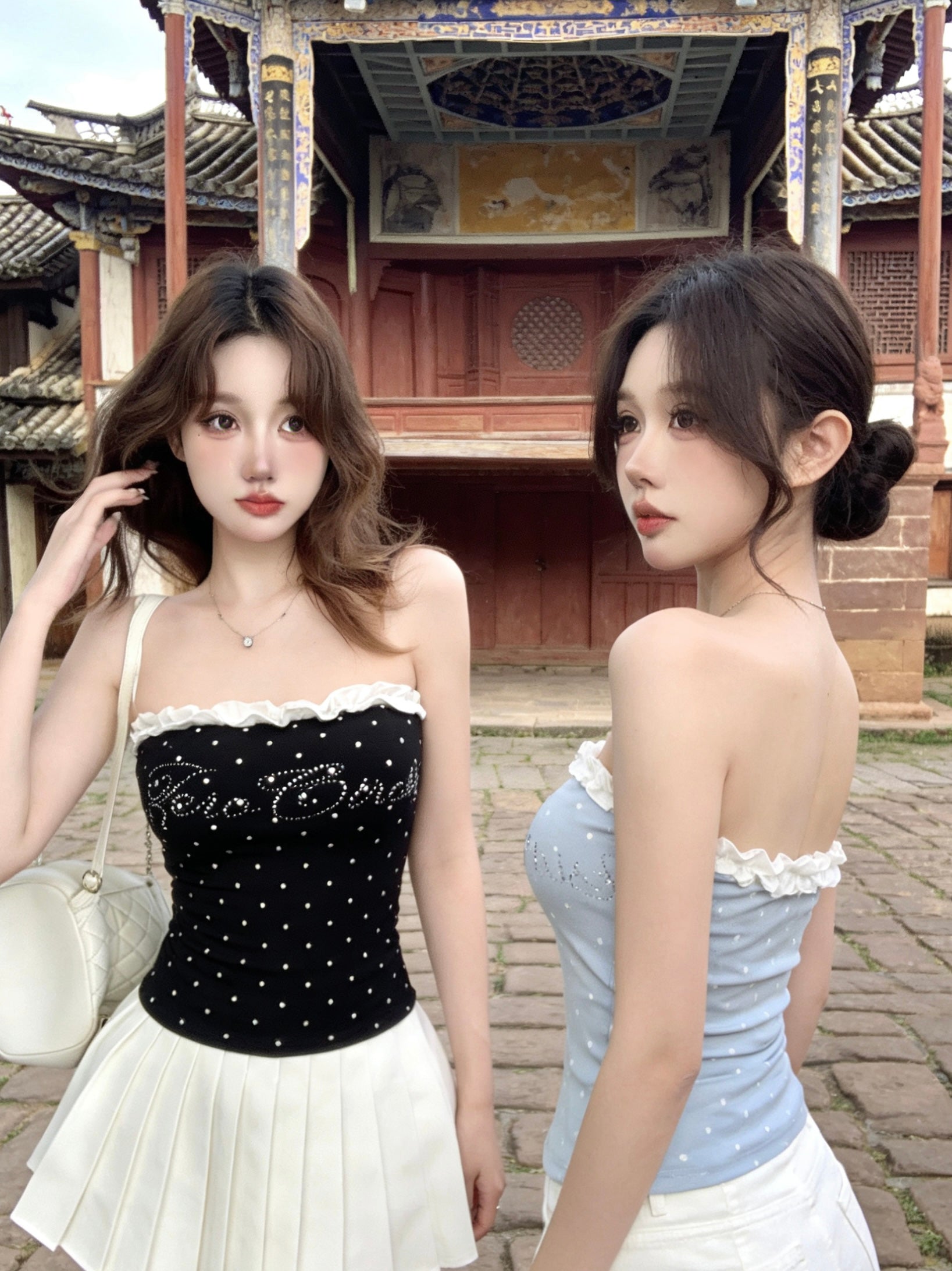Mini White Dot Tube Top T004