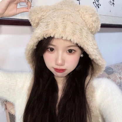 Furry Teddy Hat (White)