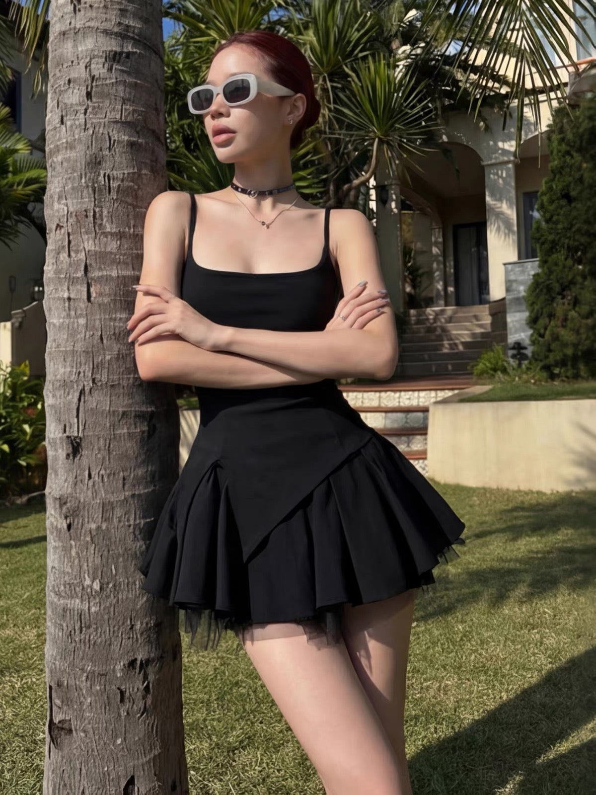 Jennie Black Mix Laces Mini Romper Dress
