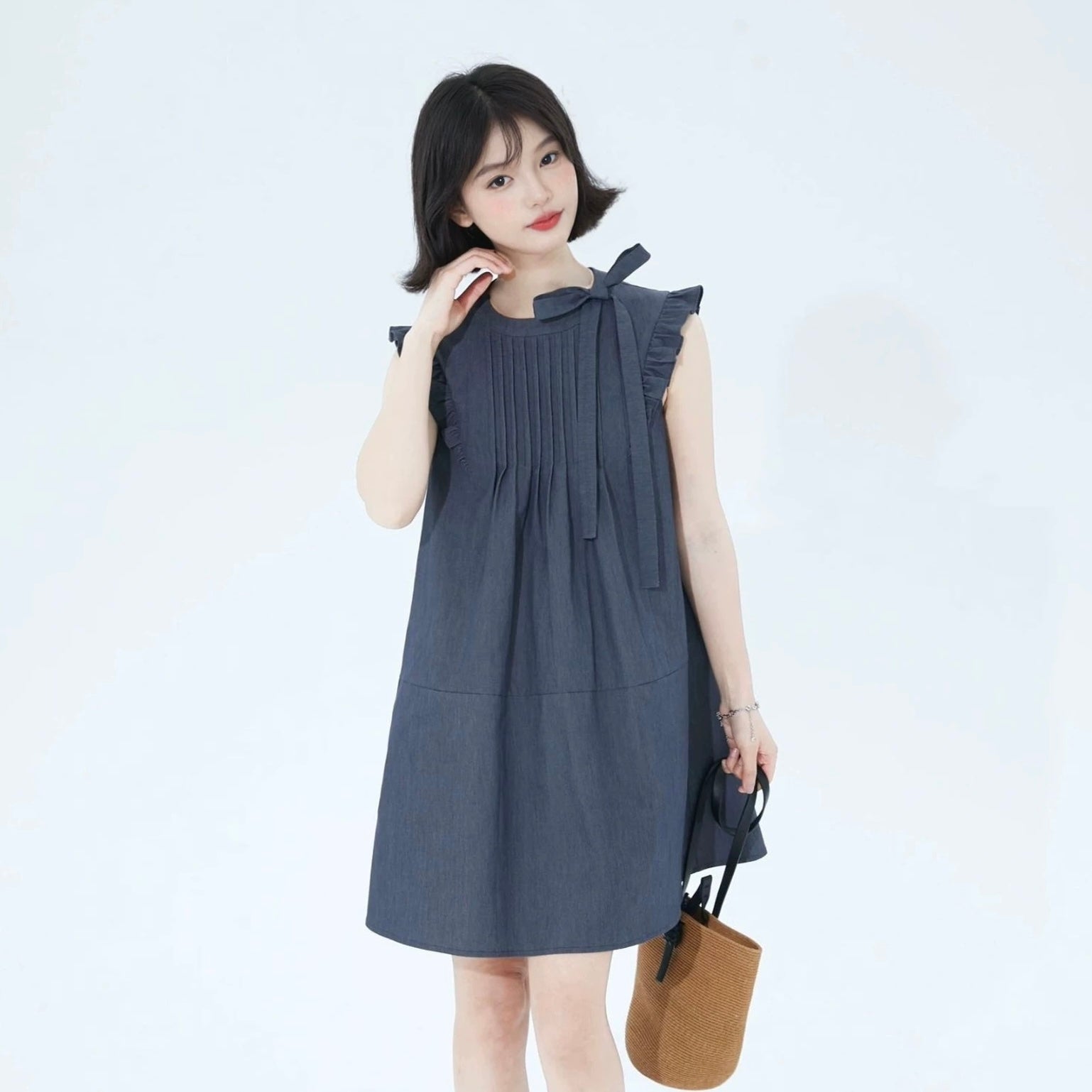 Dolly Ruffles Sleeve Grey Dress