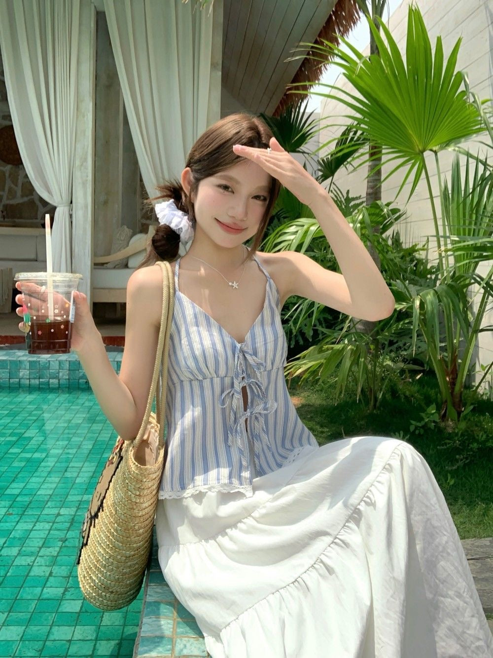 Blue Stripe Strap Top 补货中