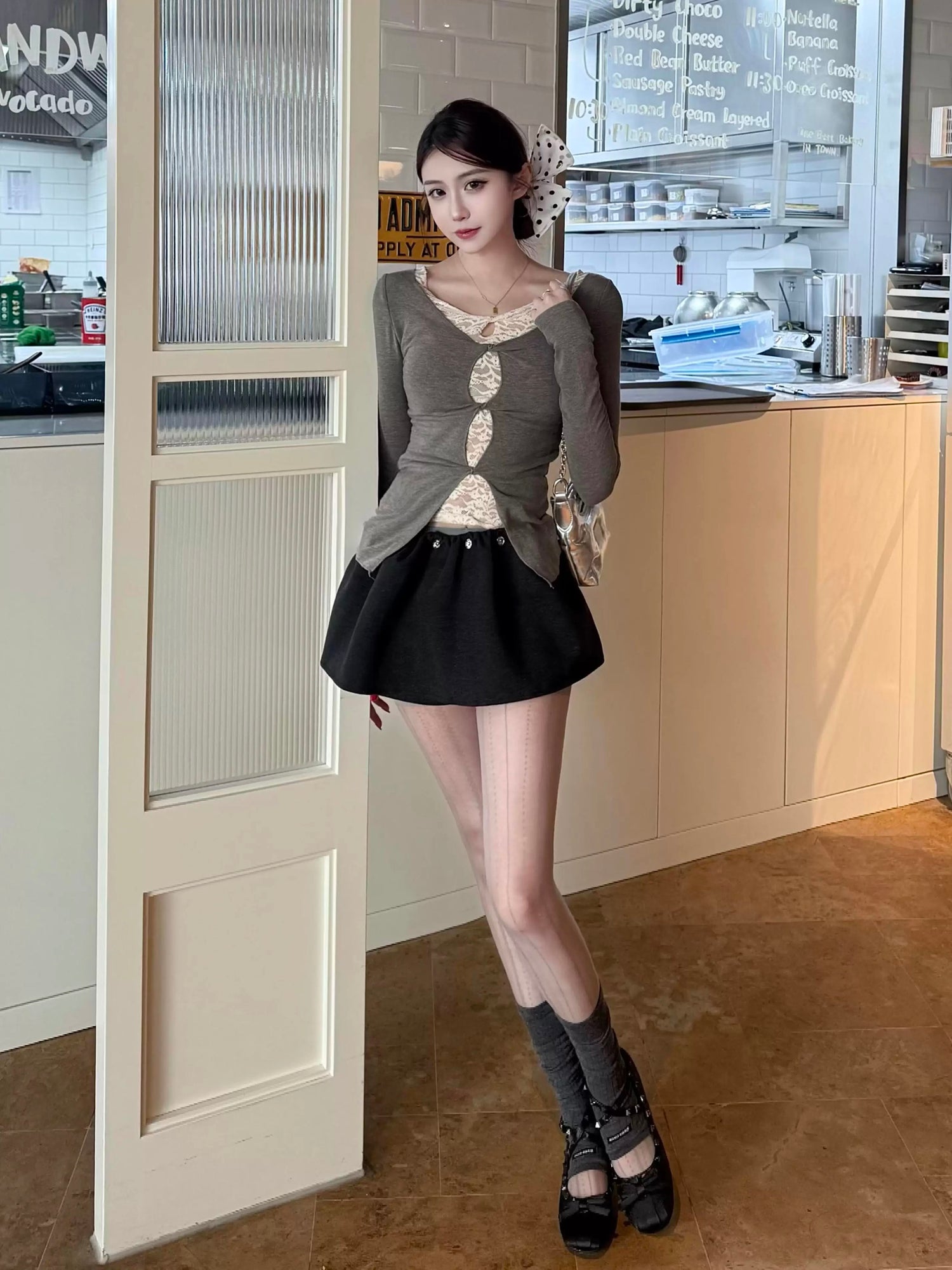Mix Laces Long Sleeve Top