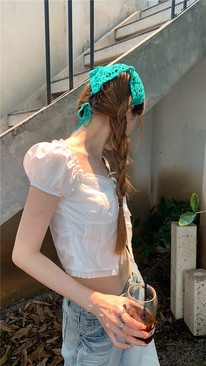 Knot Button White Top