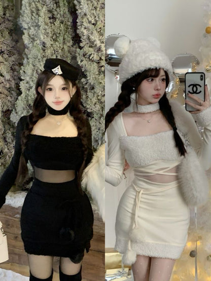 Waist Cut Long Sleeve Dress